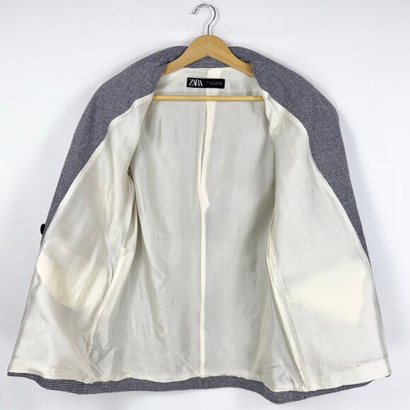 Zara Women's Academia Houndstooth Oversize Blazer Jacket Small Black White - Picture 7 of 15